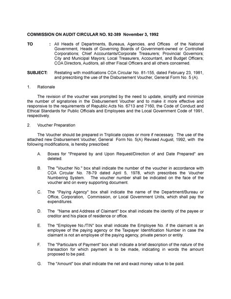 COA CIRCULAR NO. 92.